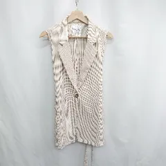 ◇ Θ AS KNOW AS plus 総柄 ウエスト紐付き　スリット加工 ベスト サイズF ベージュ系 レディース E  【1502060018845】