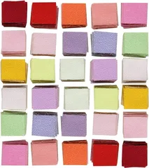 nijimomo ちりめん生地 カット済み 300枚セット 3ｃｍ 4ｃｍ 無地 ハギレ( アソート,  ４cm)