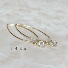 14Kgf/K14gf ジルコニアスターパヴェピアス／パヴェダイヤピアス 星