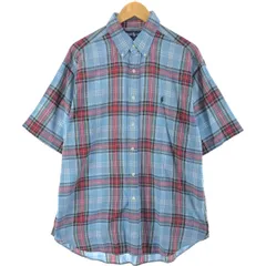 古着 ラルフローレン Ralph Lauren BLAKE 半袖 ボタンダウン チェックシャツ メンズL相当/eaa539177