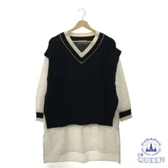 【訳アリ】Luftrobe ルフトローブ トップス 重ね着風 ニット ベスト シャツ ワンピース 長袖 レディース ネイビー 9 901-11377 送料無料 古着