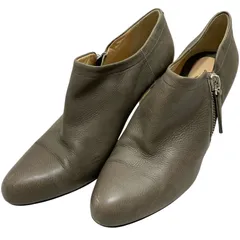 【美品】ペリーコ (23.5) ブーティ パンプス サイドジップ ショートブーツ ヒール シボ加工 本革 レザー 希少デザイン