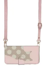 iPhone 16 ケース 手帳型 アイフォン16 スマホケース スマホショルダー レザー ストラップ 猫 ネコ ねこ 花柄 お花 フラワー 人気 ピンク 調節可能 130cm  カラー04