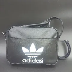 ◇ Θ adidas アディダス ロゴ刺繍 フェイクレザー調 ショルダーバッグ ブラック メンズ レディース E  【1412090013249】
