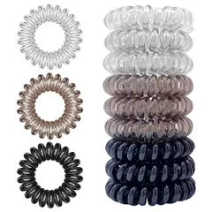 新品 スパイラルヘアゴム ヘアゴム 跡がつかない 電話コード型ヘアゴム 高弾性 おしゃれ 摩擦軽減、静電気防止、髪に適した、跡が残らない 大人 女性 おしゃれヘアアクセサリー (3色 9点セット)