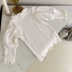 ☆ アイボリー ☆ 66cm ☆ ベビーパフスリーブトップス yknozi1253 ベビー パフスリーブ トップス 重ね着 レイヤード インナー 子供服 子ども服 こども服 フリル リブ こども 子ども 子供 女の子 男の子 女子 男子 かわいい 可愛い