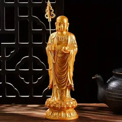 地蔵菩薩 仏 仏様 地蔵 置物 オブジェ 金 ゴールド 黄金 樹脂  運気 風水 開運 健康運 出世運 家庭運 家内安全 インテリア 玄関 リビング 贈り物 装飾品 工芸品 美術品