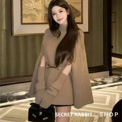 韓国♡アームウォーマー付ニット ケープ ポンチョコートポンチョワンピース 秋冬