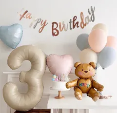 人気♡くすみカラー お誕生日飾り風船セット　１歳　２歳　３歳　男の子　女の子