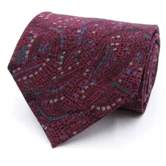 ニナリッチ ブランド ネクタイ 総柄 格子柄 スクエア柄 シルク PO メンズ ワインレッド NINA RICCI 【中古】