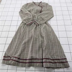 ◇ Θ axes femme アクシーズファム チェック柄 長袖 膝下丈 フレア ワンピース サイズF グレー系 レディース E  【1509180012111】