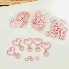 【20個セット】ハート型ナスカン ピンク キーホルダーパーツ 回転カン付き アクセサリーパーツ ハンドメイド用