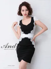 ブラックホワイト[OK2529-BW-2309]【ANDY/アンディ】サイドレース/ バイカラー/バックリボン/ 変形スカート/ タイト/ ミニドレス/ キャバドレス[OF05]