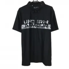 【美品】アンダーアーマー 半袖ポロシャツ 黒 ビッグロゴ メンズ XXL ゴルフウェア 大きいサイズ UNDER ARMOUR