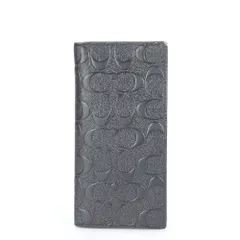 コーチ F75365 シグネチャー エンボス レザー 長財布 二つ折り ウォレット 本革 ブラック 黒 ブランド メンズ MCM CG26-7【中古】