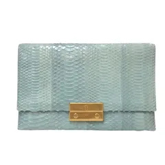 トリーバーチ Tory Burch パイソン ポーチ クラッチバッグ  ライトブルー【中古】
