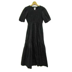 ザラ ロングワンピース 半袖 コットン100%  トップス 黒 レディース USA Sサイズ ブラック ZARA 【中古】