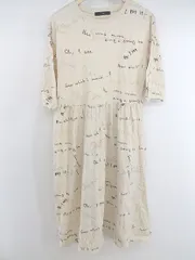 ◇ w closet ダブルクローゼット 総柄 七分袖 膝下丈 ワンピース サイズF ライトベージュ系 マルチ レディース P  【中古】 【1211210005177】のサムネイル