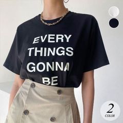 英字ロゴ プリント Tシャツ レディース ロゴT 半袖 半袖Tシャツ トップス 春 夏 カジュアル オシャレ 綿 コットン ブラック 黒 ホワイト 白 韓国ファッションhanged03