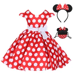 [Ａｍｙｃｕｔｅ] ディズニー ミニー コスチューム 子供 コスプレ なりきり キッズ 仮装 ハロウィン クリスマス ドット柄 可愛い スカート ワンピース+鞄+カチューシャ付き 3点セット 普段着でも着れるのが嬉しい 90~140㎝