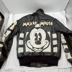 【❗️✨かわいい✨❗️】ヴィンテージ品　ミッキーマウス レザージャケット XSサイズ 黒白 刺繍ワッペン入り Disney アウター 現状品