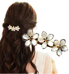 特価商品 [Herbeluemily] バレッタ ヘアクリップ 髪留め 髪飾り フラワー パール 大人 上品 フラワーC