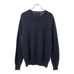 バナナリパブリック ウール 長袖 Vネック セーター L ネイビー Banana Republic ニット メンズ 古着 【240319】