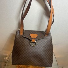 ΩNA3507 大人気！ CELINE セリーヌ マカダム柄 ショルダーバッグ ハンドバッグ ブラウン 系 オールドセリーヌ