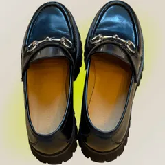 【美品】グッチ GUCCI ホースビットローファー ブラック レザー 厚底ソール ビブラムソール 37 レディース MADE IN ITALY