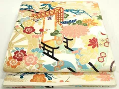 平和屋着物◎太鼓柄　本袋帯　唐織　御所車枝梅文　金糸　正絹　逸品　DAAT2333qa