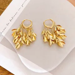 【新品】フリンジ　メタル　フープピアス　ゴールド