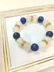 ○9月誕生石○天然石　ラピスラズリとセレナイト○　内径１５cm　粒１２mm