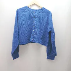 ◇ BONLECILL 無地 ショート丈 ゆったり 長袖 カーディガン サイズF ブルー レディース E 【1310130034424】のサムネイル
