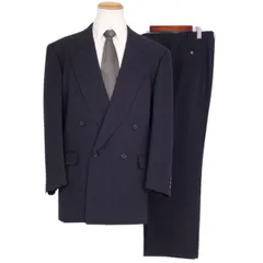 ランバン LANVIN セットアップ スーツ ダブルブレスト 無地 ウール ジャケット パンツ メンズ 50(M相当) ネイビーのサムネイル