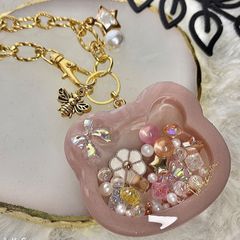 レジン　シェイカーキーホルダー（クマゴールド）