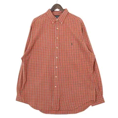 ラルフローレン 長袖ボタンダウンシャツ CLASSIC FIT チェック柄 メンズUS-2XL TALL オレンジ系hsc-0016n