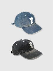 FULLCOUNT 풀 카운트 캡 맨즈 레이디스 아메카지 모자 일본제 브랜드 데님 6Panel Denim Baseball Cap 'F' Patch Vintage Wash 6843HW