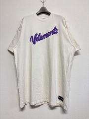 VETEMENTS ヴェトモン ビッグプリント 白 ホワイト 紫 パープル 半袖 Tシャツ トップス メンズ レディース Mサイズ 極美品