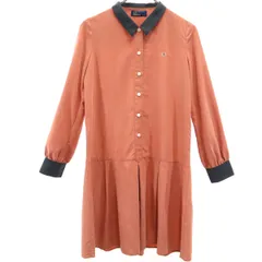 FRED PERRY フレッドペリー 長袖 シャツワンピース 8 オレンジ系 レディース 古着