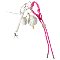 ☆ F ☆ ベースボール チャーム付き カラフル パラコード チャーム キーホルダー キーチャーム キーストラップ ストラップ バッグチャーム バッグアクセサリー チャームストラップ カラビナ パラコード ベースボールチャーム付き カラフル かわいい 可愛い