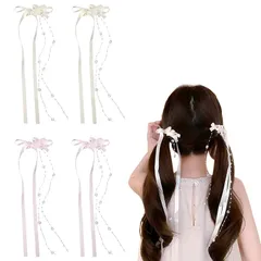 YANHUILAY リボン ヘアピン【4個セット】リボン ヘアクリップ リボン 髪飾り 可愛い 蝶結び 髪留め ヘアアクセサリー 結婚式 誕生日 入学式 発表会 成人式 卒業式 パーティー 浴衣 花火大会 子供 レディース 0