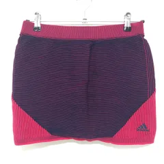 【新品】アディダス ニットスカート ピンク×ネイビー ボーダー インナーパンツ付 レディース L ゴルフウェア adidas
