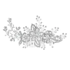 ☆ シルバー ☆ 髪飾り khairb304 ヘッドドレス 小花 ヘッドコサージュ 小枝アクセサリー 髪飾り ボンネ ビーズ パール 小枝 花 リーフ フラワー コーム ブライダル 結婚式 卒業式 成人式 発表会 パーティー ナチュラル アクセサリー