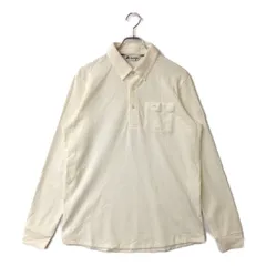 中古 メンズ ブラック＆ホワイト BLACK&WHITE 長袖ポロシャツ L 白  ホワイト ボタンダウン 総柄