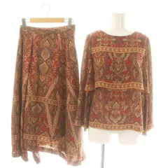 ダイアグラム グレースコンチネンタル Diagram GRACE CONTINENTAL セットアップ オリエントパッチワークトップ ブラウス フレアスカート 36 テラコッタ マルチカラー /ES ■OS