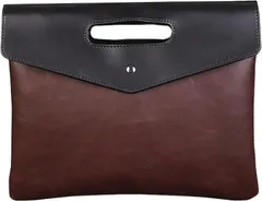 Quikaboo クラッチバッグ メンズ セカンドバッグ アンティーク風 PUレザー 手持ちバック 結婚式 封筒型 パーティー 軽量 メンズポーチ(ブラウン)