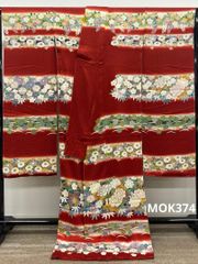 京友禅 振袖 仮絵羽 金通し 刺繍 牡丹 未仕立て品 八掛付き MOK464