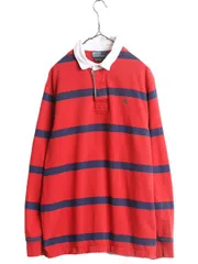 【お得なクーポン配布中!】 90s ポロ ラルフローレン ボーダー スウェット ラガーシャツ メンズ XL 古着 90年代 オールド ラグビーシャツ 大きいサイズ 裏起毛 2トーン