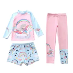 ☆ タイプA ☆ 4XL(推奨身長130-140cm) ☆ キッズ水着 naksw4600 子供 水着 女の子 ジュニア 長袖 ショートパンツ 半ズボン 長ズボン ラッシュガード セパレート 上下 水泳着 紫外線対策 日焼け防止 速乾性 かわいい 通気性