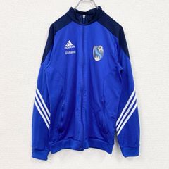 古着 used　adidas　アディダス　長袖トラックジャケット　スポーツ　サッカー　ジャージ　ロゴ刺繍　青　ブルー　Mサイズ